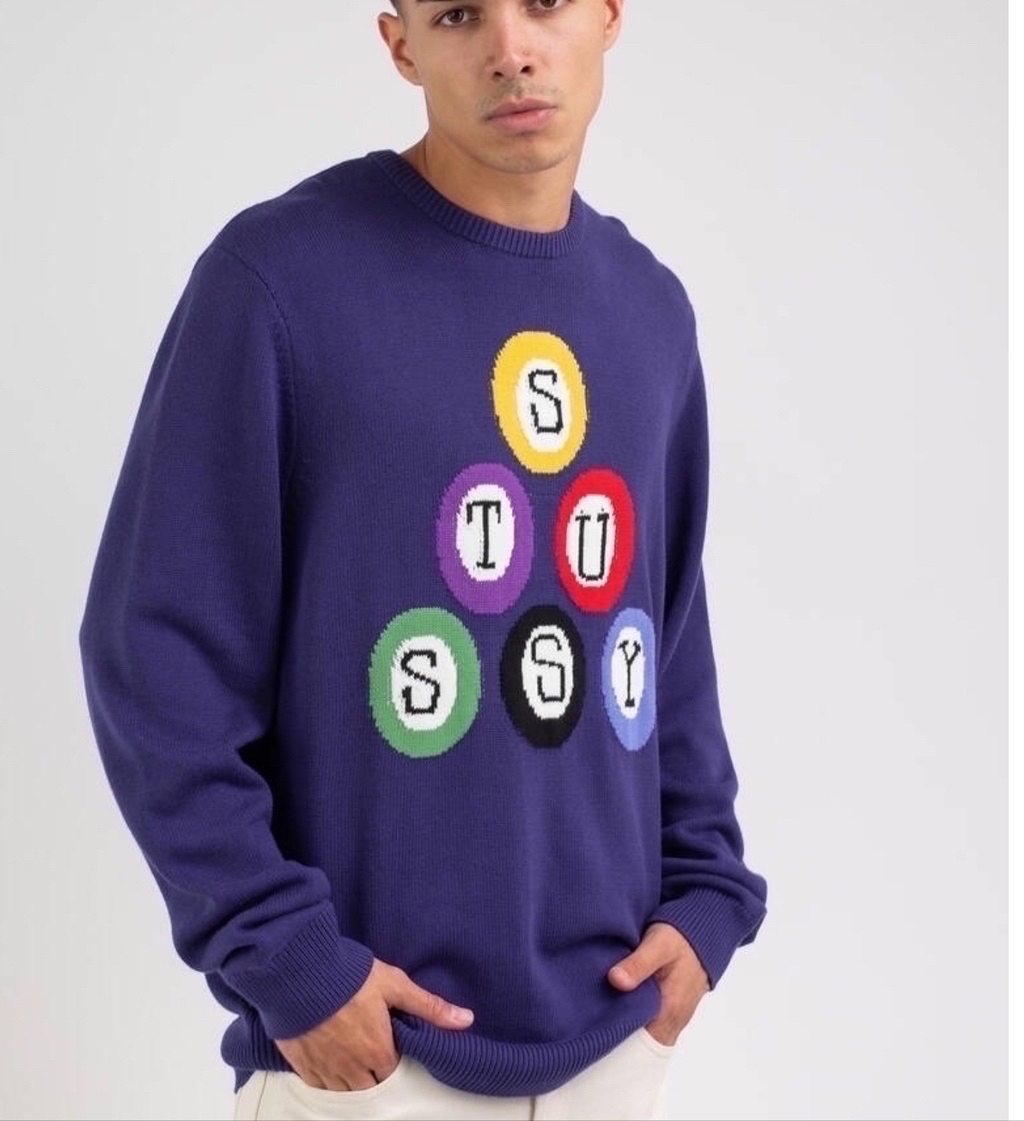 [핫딜]]스투시 빌리아드 니트 스웻셔츠 Stussy Billiard Knit Sweatshirt 상품 상세 크로켓