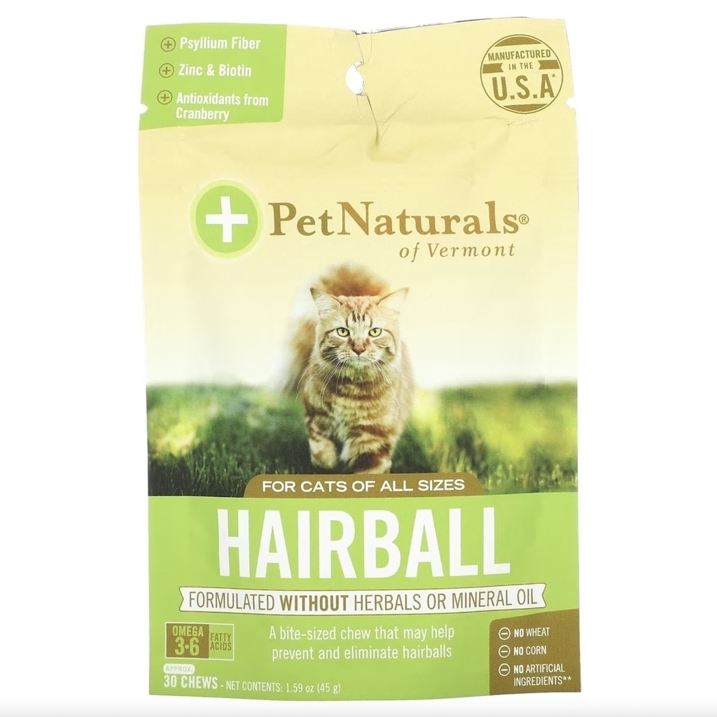 Pet Naturals of Vermont, 헤어볼, 반려묘용, 츄어블 약 30개, 45g(1.59oz) 상품 상세 크로켓