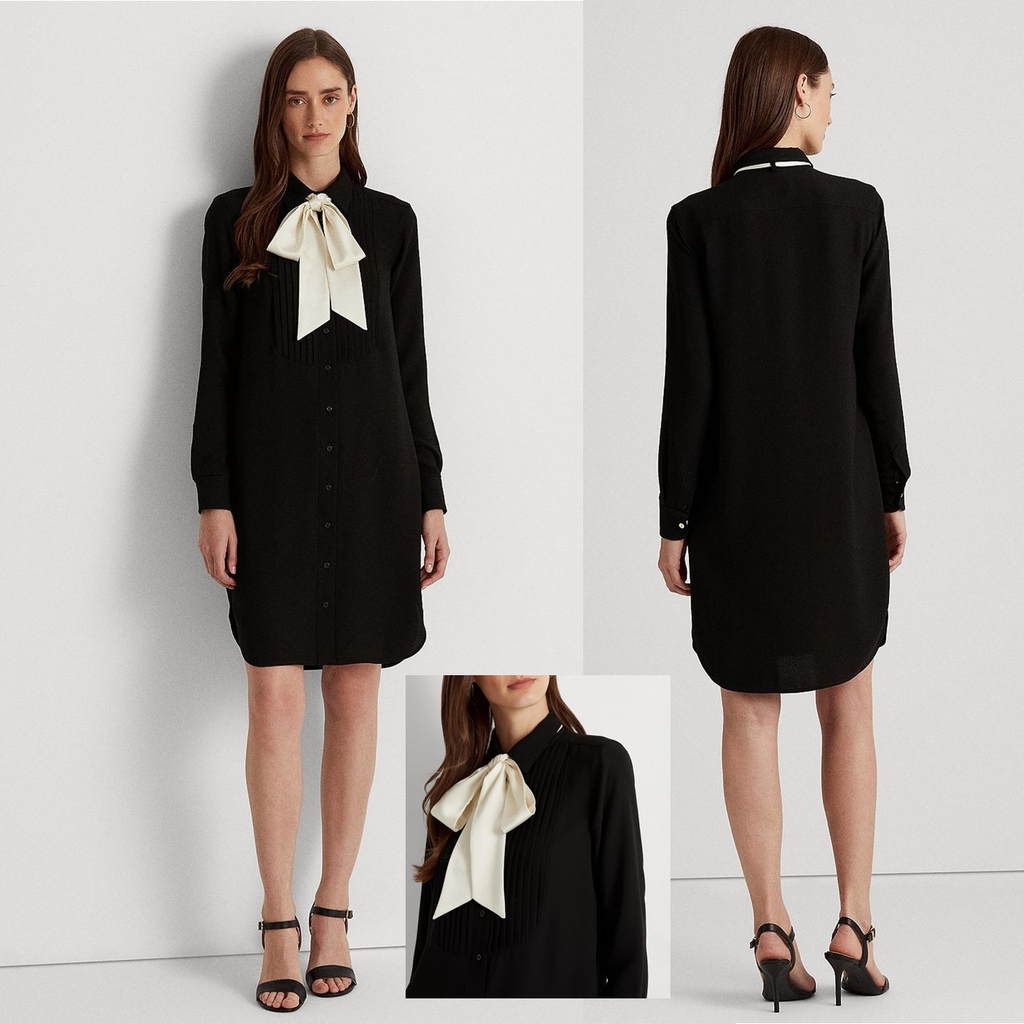 [FW22] 로렌 랄프로렌 타이넥 여성 셔츠 드레스 리본 원피스 TieNeck Shirtdress 상품